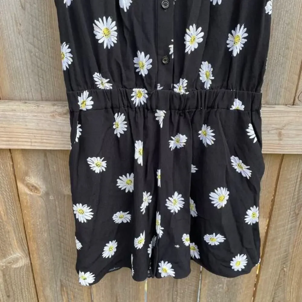 Kate Spade Romper Daisy Dot Flutter Sleeve Crepe Romper Black Size 4‎ Summer